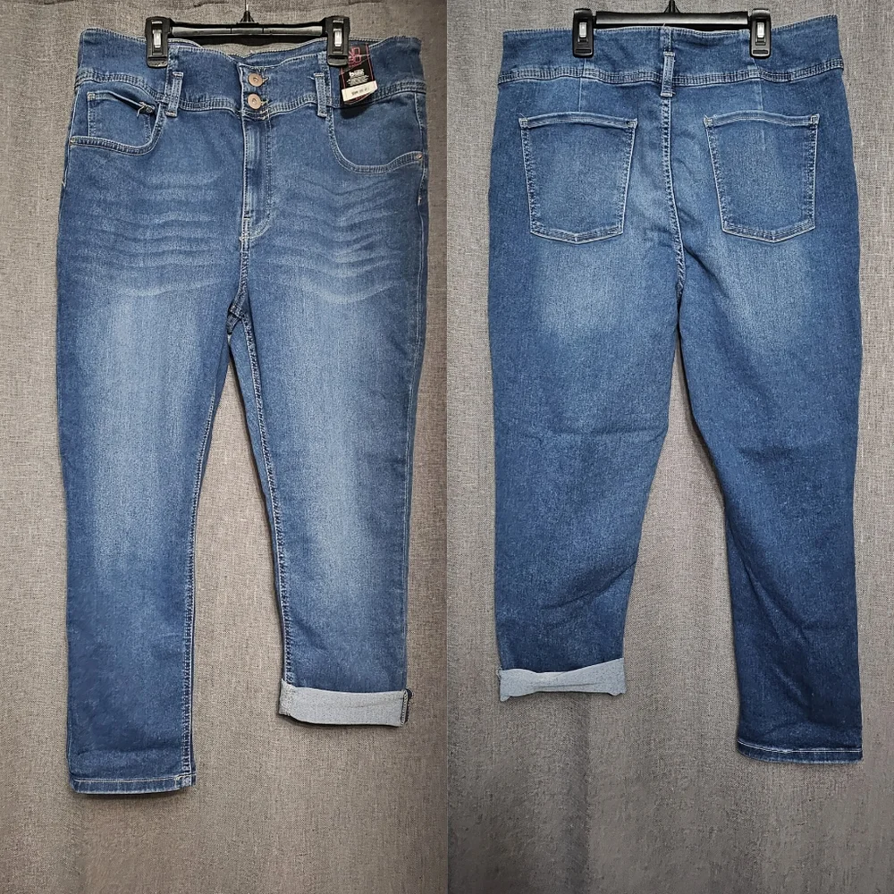 No Boundaries Double Button Roll Cuff Corset Jeans Juniors 19 Plus Size 2X New